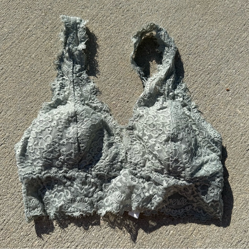 Aerie Sage Green Eyelash Lace Bralette